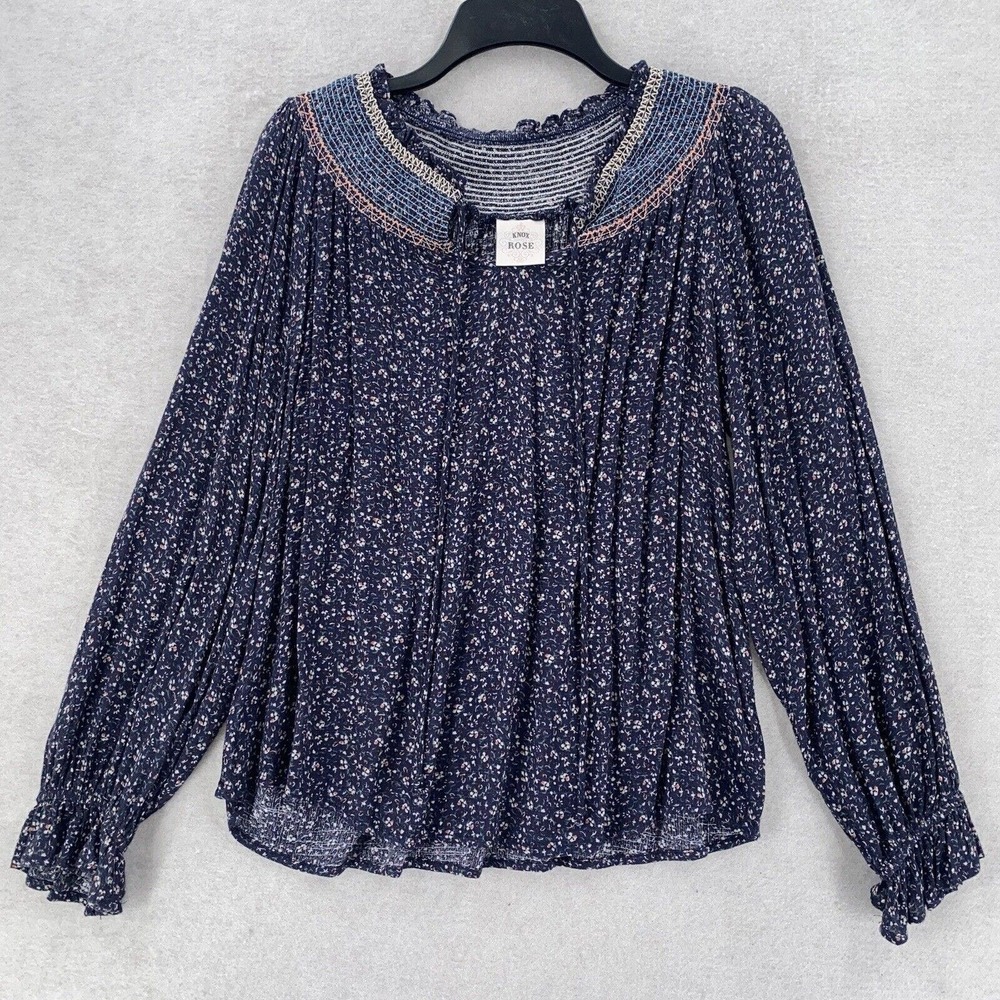 Knox Rose Top Womens SMALL Blouse Cottegecore Boho Hippie Peasant Puff Sleeve‎